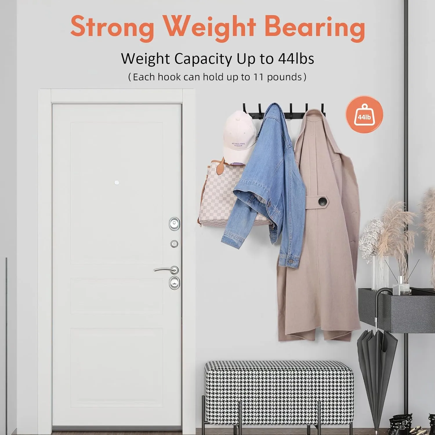 2 Pack Coat Rack Wall Mount, Coat Hooks Wall Mount, Wall Hooks for Hanging, Hat Rack for Wall, Coat Hanger Wall Mount, Towel Hooks for Bathrooms
