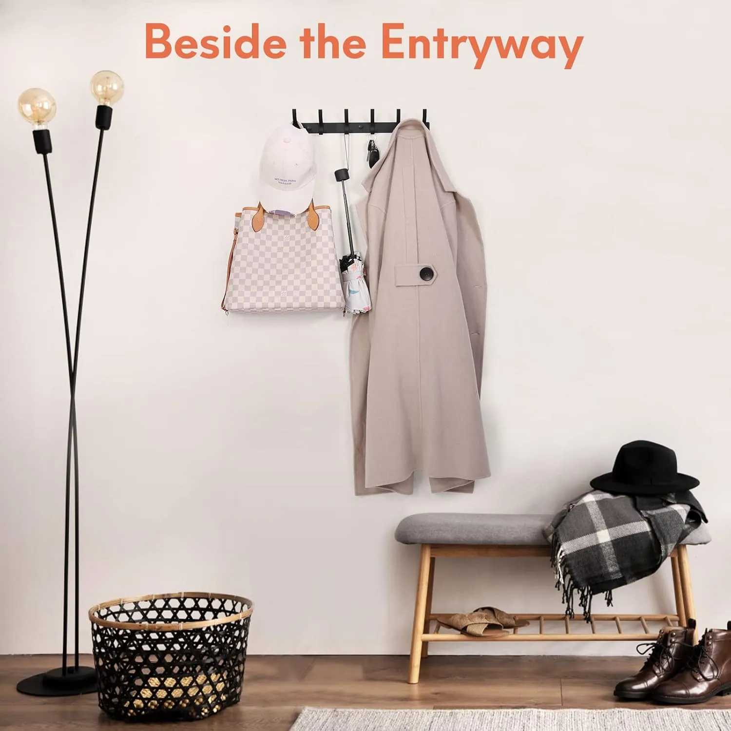 2 Pack Coat Rack Wall Mount, Coat Hooks Wall Mount, Wall Hooks for Hanging, Hat Rack for Wall, Coat Hanger Wall Mount, Towel Hooks for Bathrooms