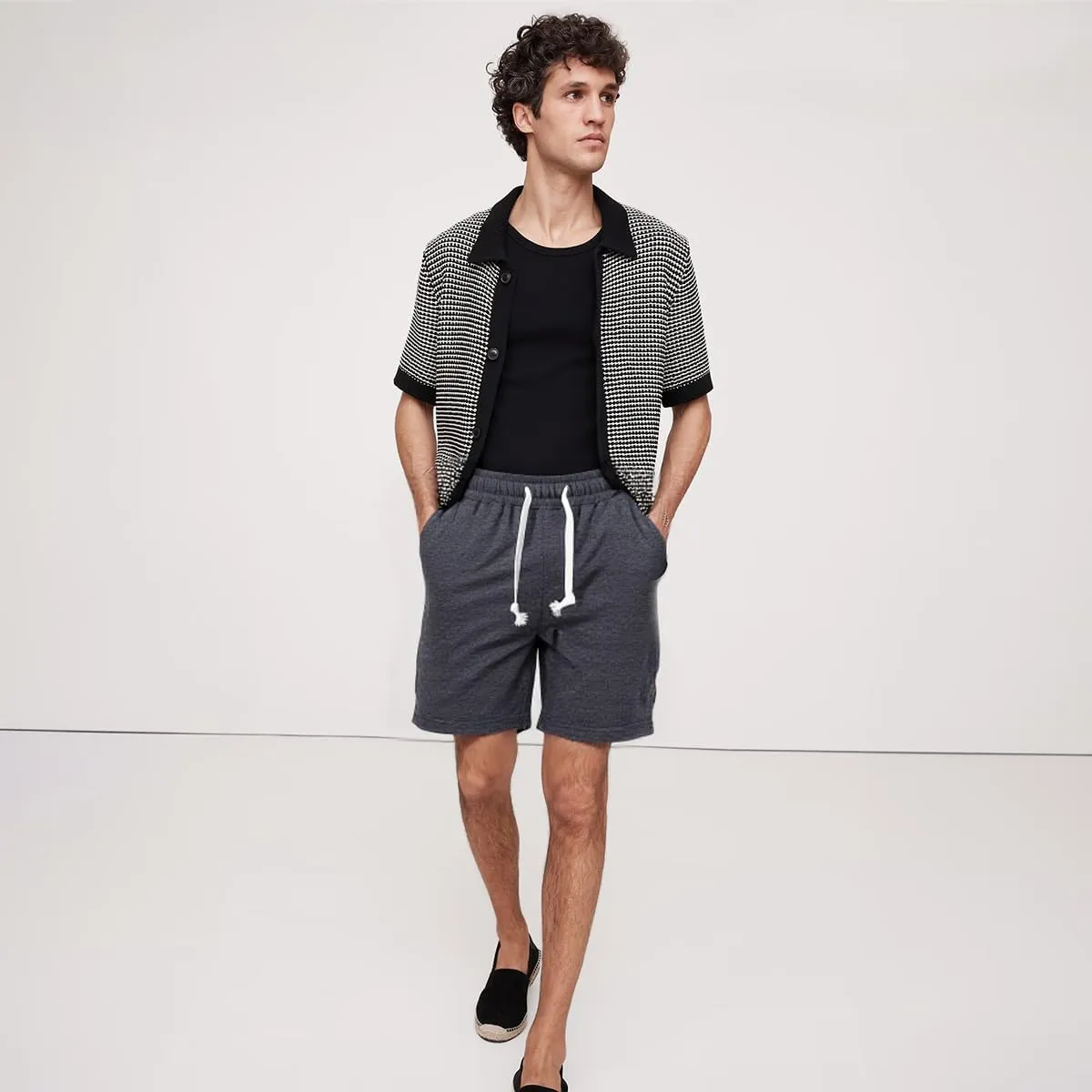 Arjen Kroos Men Sweat Cotton Shorts with Zipper Pockets 5 Inch Athletic Gym Stretch Workout Short