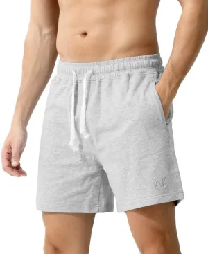 Arjen Kroos Men Sweat Cotton Shorts with Zipper Pockets 5 Inch Athletic Gym Stretch Workout Short