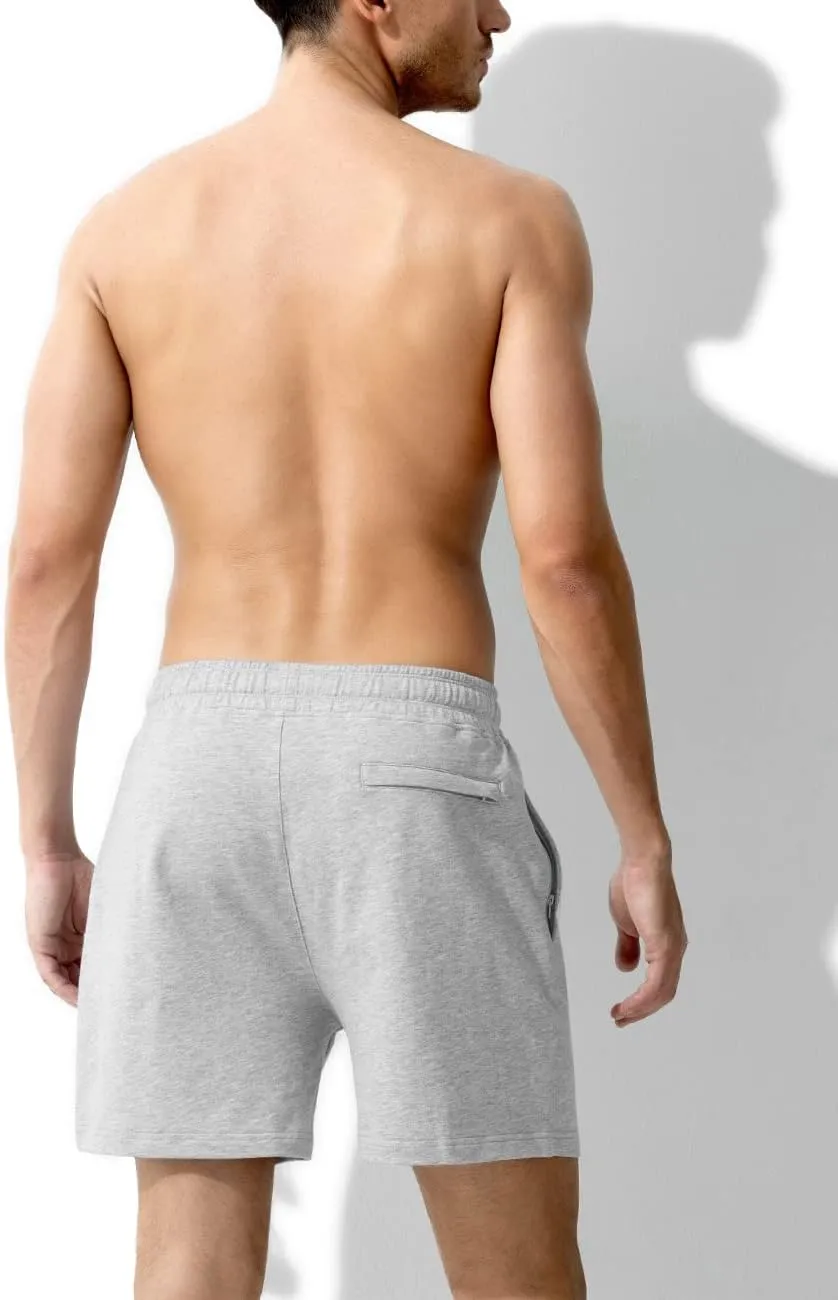 Arjen Kroos Men Sweat Cotton Shorts with Zipper Pockets 5 Inch Athletic Gym Stretch Workout Short