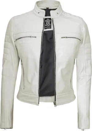 Blingsoul Cafe Racer Leather Jacket Womens - Real Lambskin Leather Jackets for Women