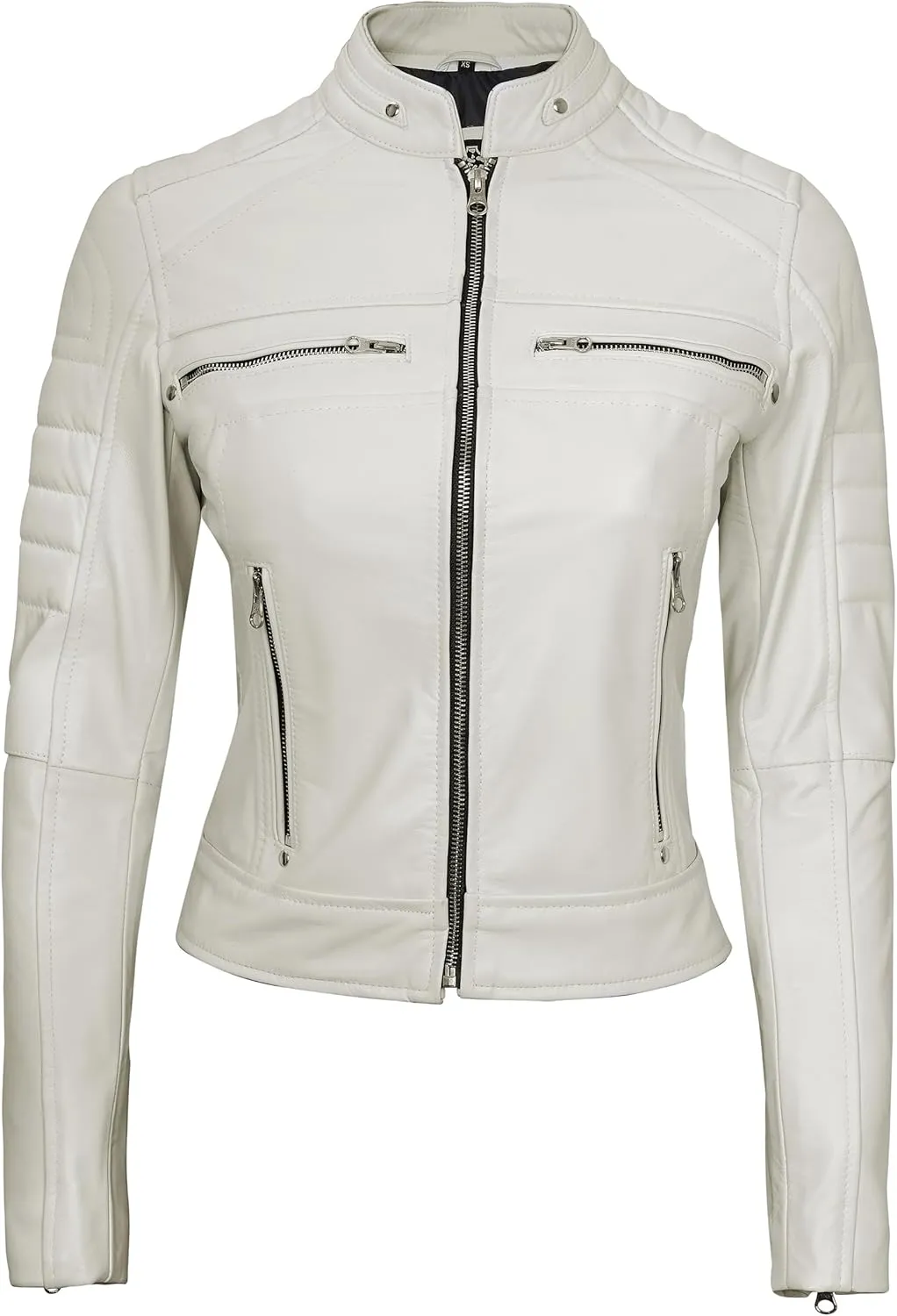 Blingsoul Cafe Racer Leather Jacket Womens - Real Lambskin Leather Jackets for Women