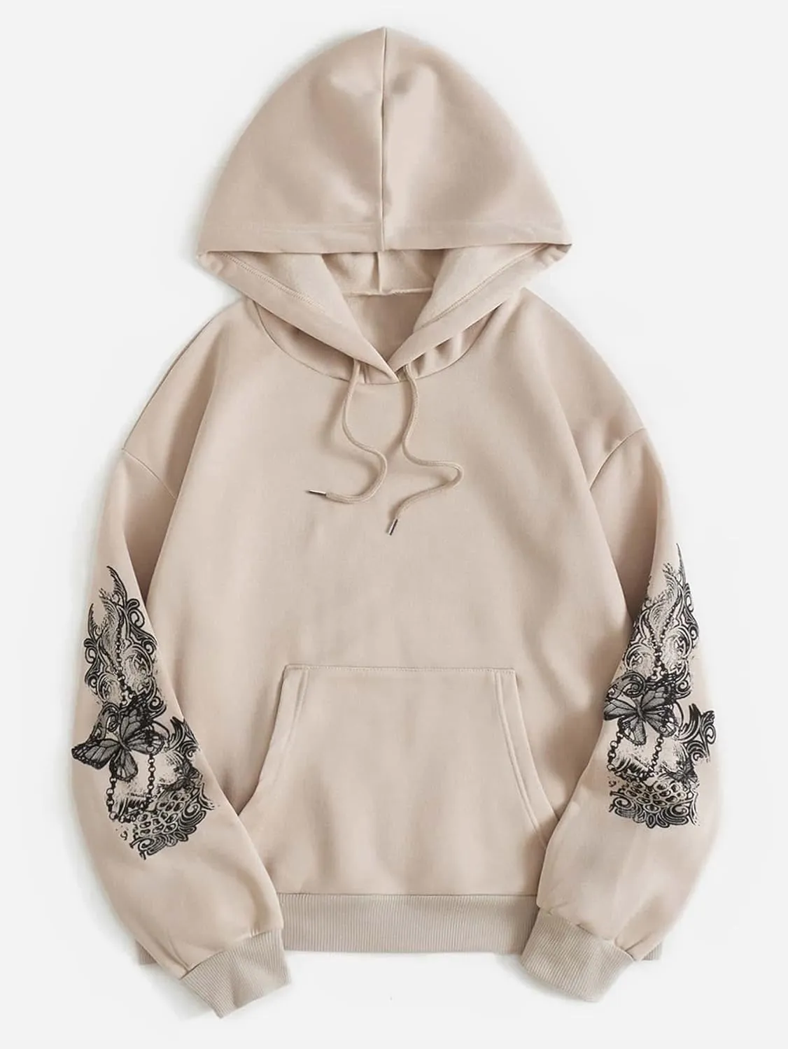 COZYEASE Women's Slogan Graphic Print Drawstring Hoodie Kangaroo Pocket Thermal Sweatshirt