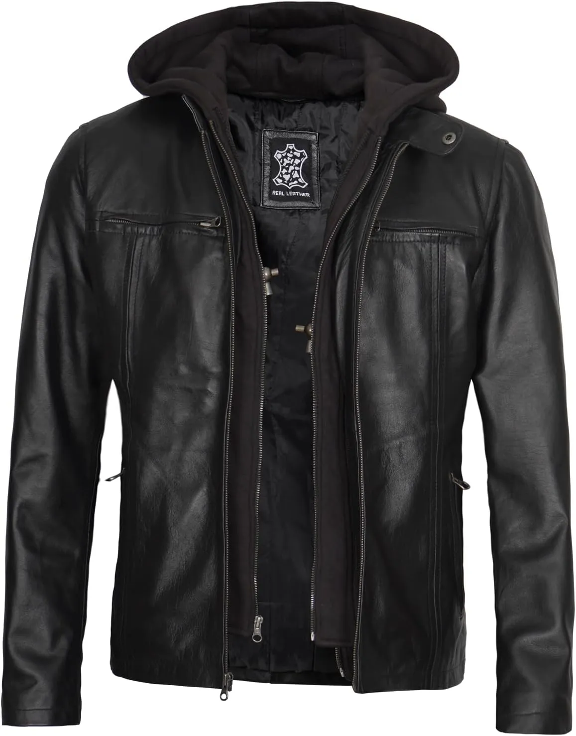 Decrum Hooded Leather Jacket Men - Stylish Leather Jackets for Men