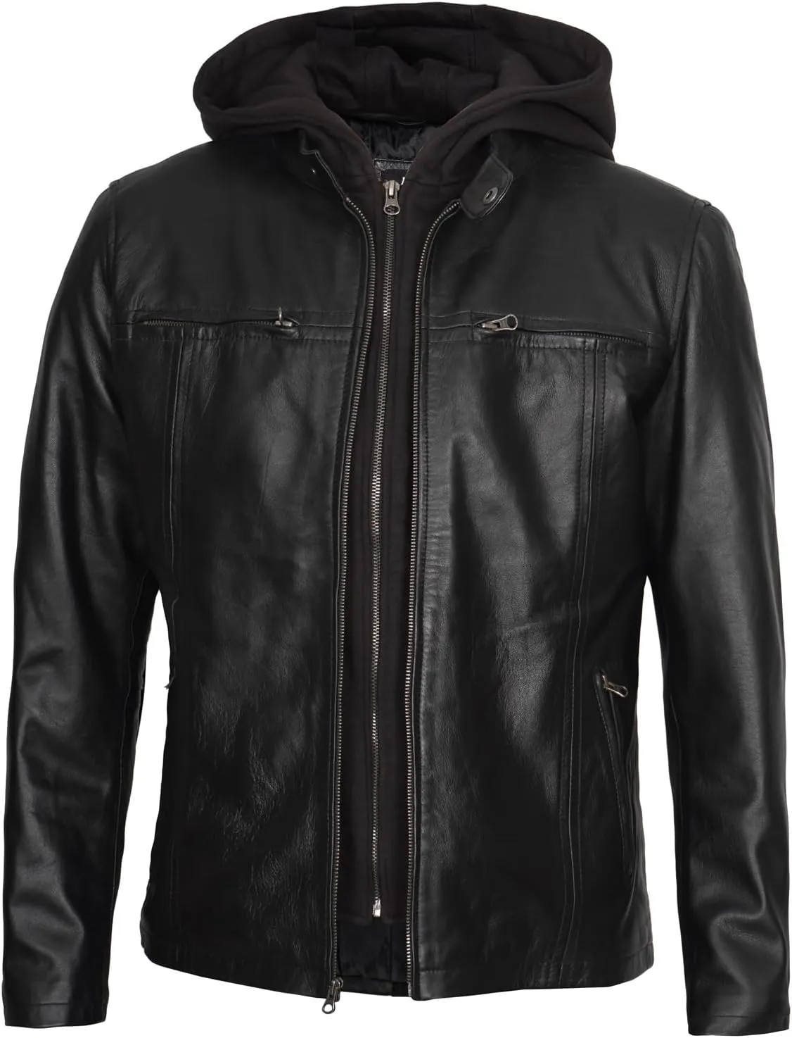 Decrum Hooded Leather Jacket Men - Stylish Leather Jackets for Men