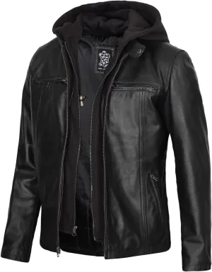 Decrum Hooded Leather Jacket Men - Stylish Leather Jackets for Men