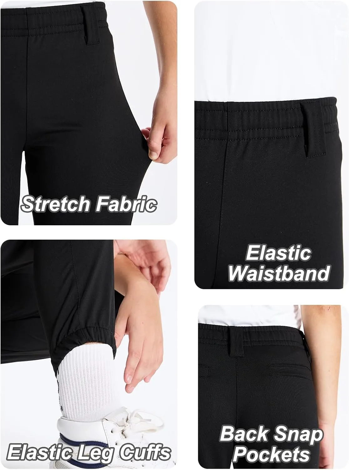 DEVOROPA 2T/3T/4T/5T to Big Kids Youth Boys Baseball Pants Girls Softball Pants Fast Pitch Tee Ball Practice Pants Pockets