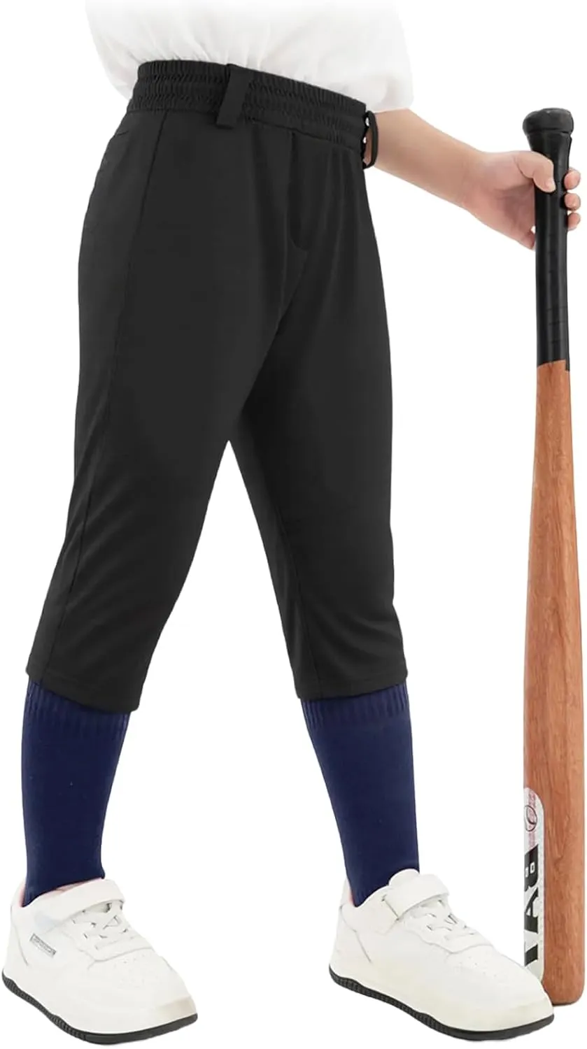 DEVOROPA 2T/3T/4T/5T to Big Kids Youth Boys Baseball Pants Girls Softball Pants Fast Pitch Tee Ball Practice Pants Pockets