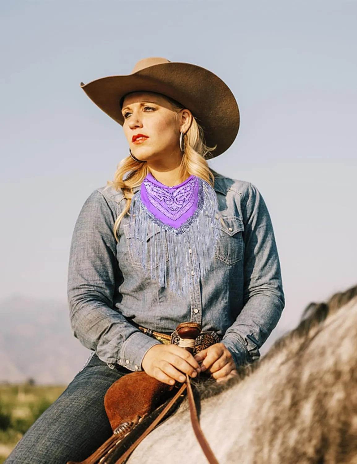 Fringe Rhinestone Bandana with Heart Sunglasses, Disco Cowgirl Bachelorette