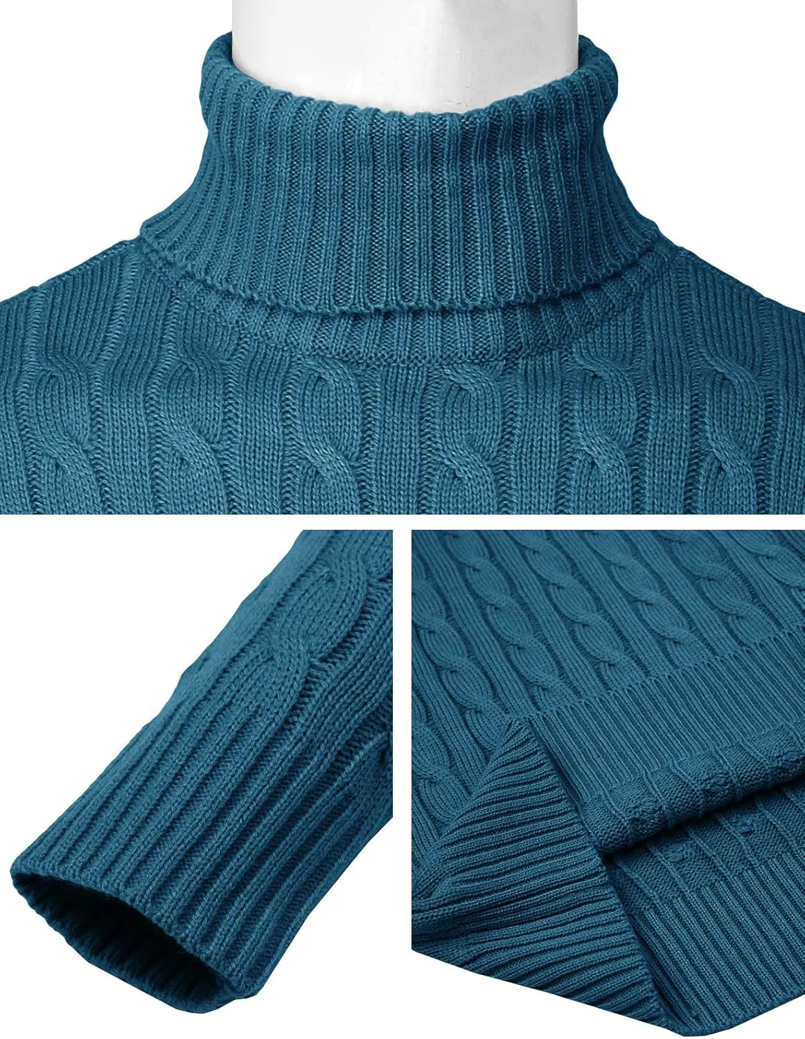 H2H Mens Slim Fit Turtleneck Pullover Sweaters Basic Tops Knitted Thermal