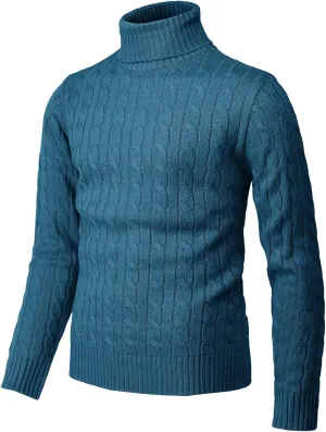 H2H Mens Slim Fit Turtleneck Pullover Sweaters Basic Tops Knitted Thermal