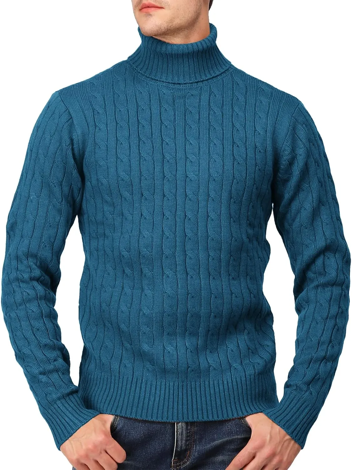 H2H Mens Slim Fit Turtleneck Pullover Sweaters Basic Tops Knitted Thermal