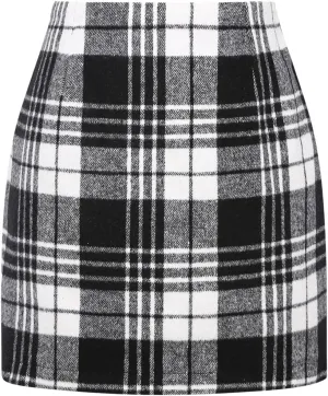 IDEALSANXUN Womens High Waist Plaid Skirt Bodycon Pencil Wool Mini Skirts