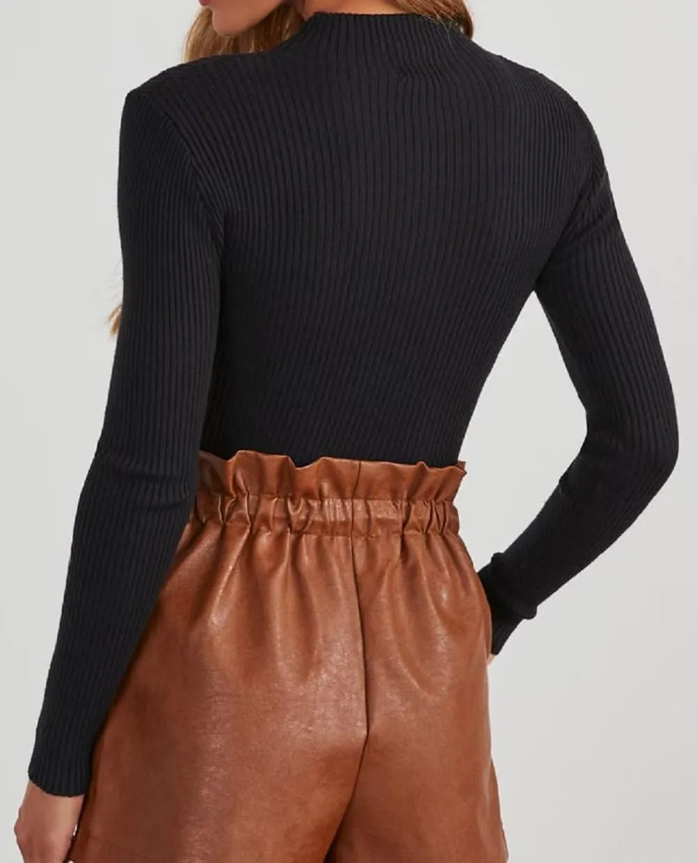 Lacozy Mock Turtle Necks Tops for Women Long Sleeve Ribbed Knit Sweater Slim Fit Basic Layer Shirts 2025 Fashion Spring Top