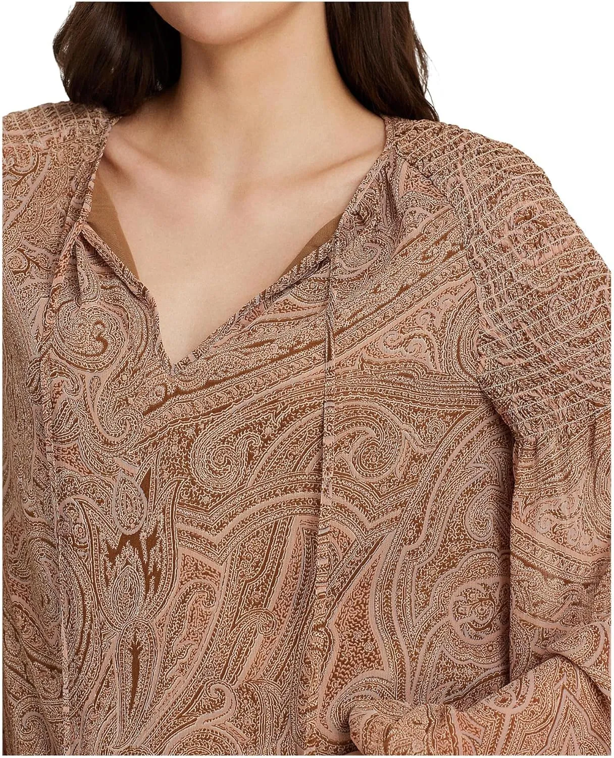 Lauren Ralph Lauren Women's Paisley Georgette Tie-Neck Blouse