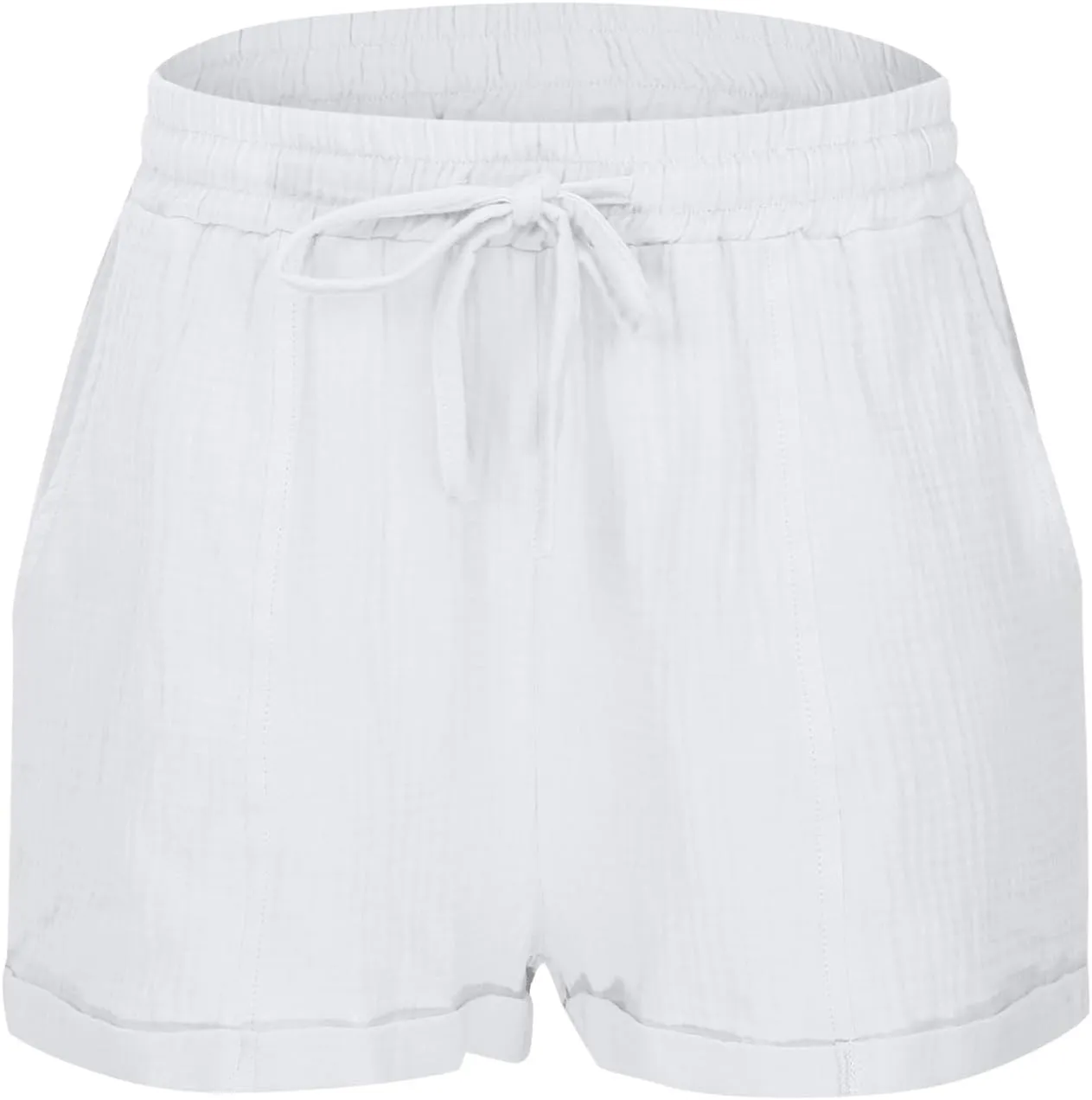 Linen Shorts for Women 2025 Summer Casual Shorts Comfy Elastic High Waisted Drawstring Beach Shorts Pajama Pants with Pockets