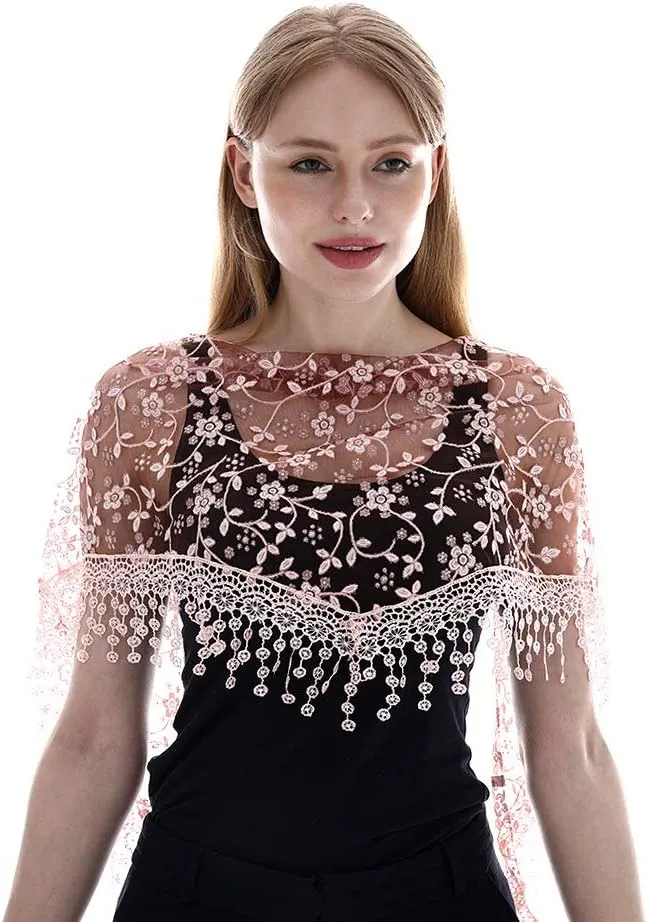 LMVERNA Triangle Lace Mantilla Veil Tulle Scarf Covering Church Veil for Mass Wedding Bridesmaids