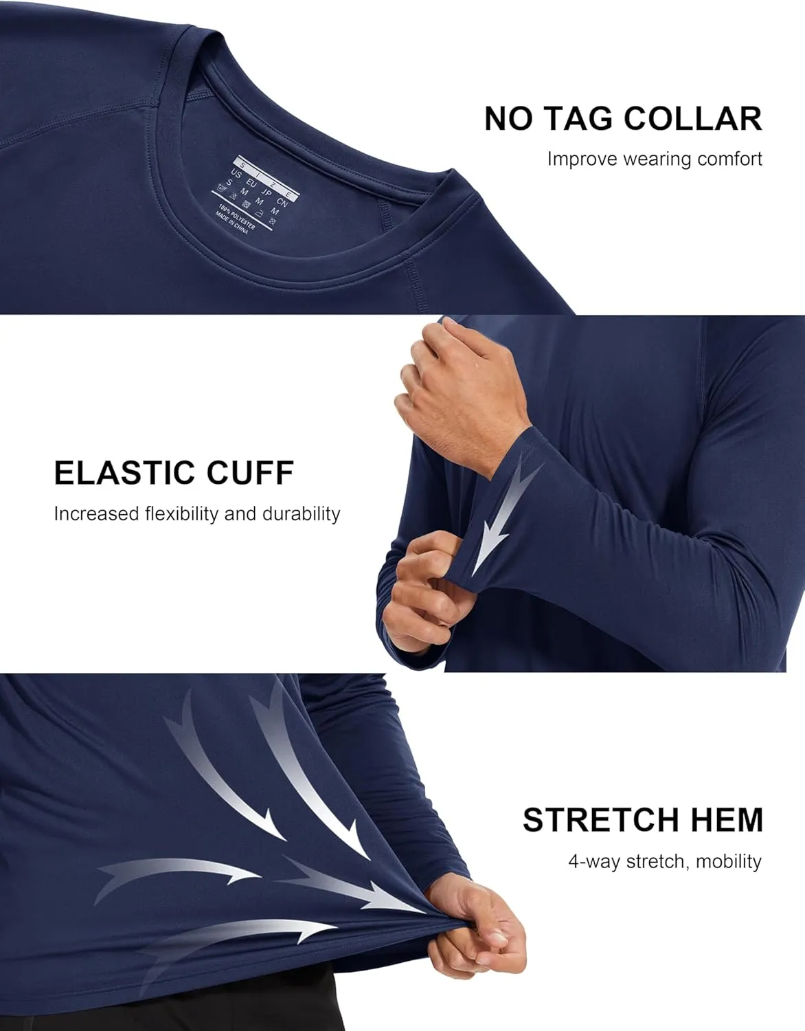 MAGCOMSEN Men's Long Sleeve Shirts UPF 50  UV Sun Protection Athletic Shirts for Hiking Running Workout Rash Guard