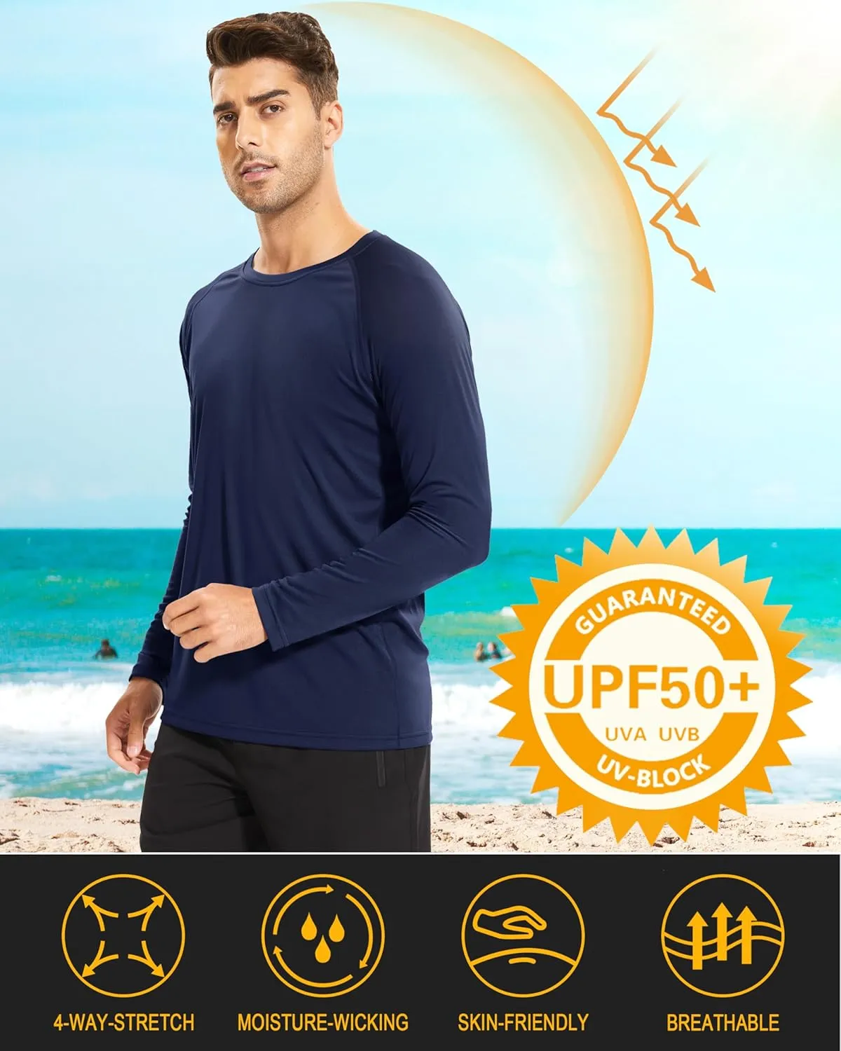 MAGCOMSEN Men's Long Sleeve Shirts UPF 50  UV Sun Protection Athletic Shirts for Hiking Running Workout Rash Guard
