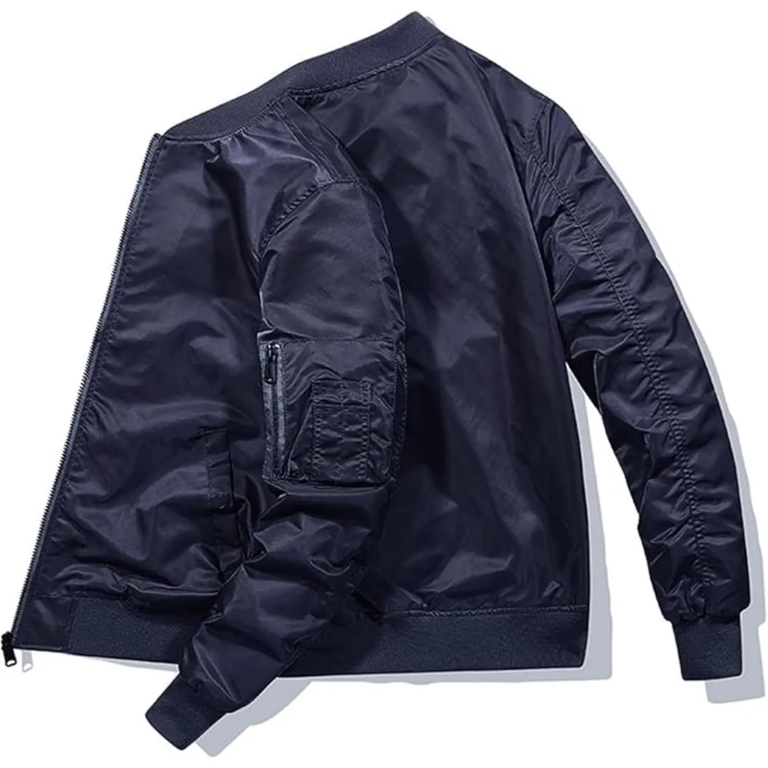 Maiyifu-GJ Men's Lightweight Flight Jacket Zipper Military Windbreaker Sportswear Spring Fall Softshell Bomber Coat Outwear (Dark BlueA1,5X-Large)