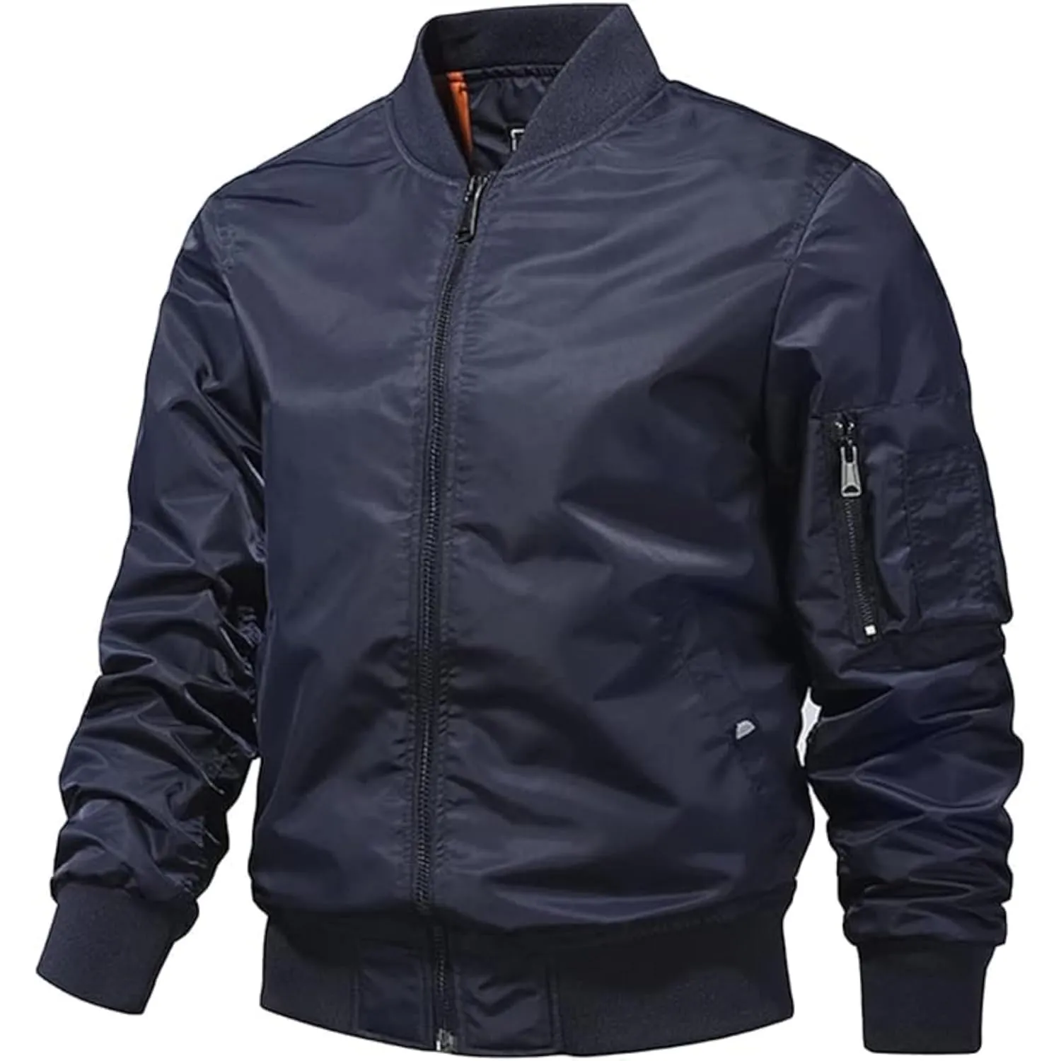 Maiyifu-GJ Men's Lightweight Flight Jacket Zipper Military Windbreaker Sportswear Spring Fall Softshell Bomber Coat Outwear (Dark BlueA1,5X-Large)