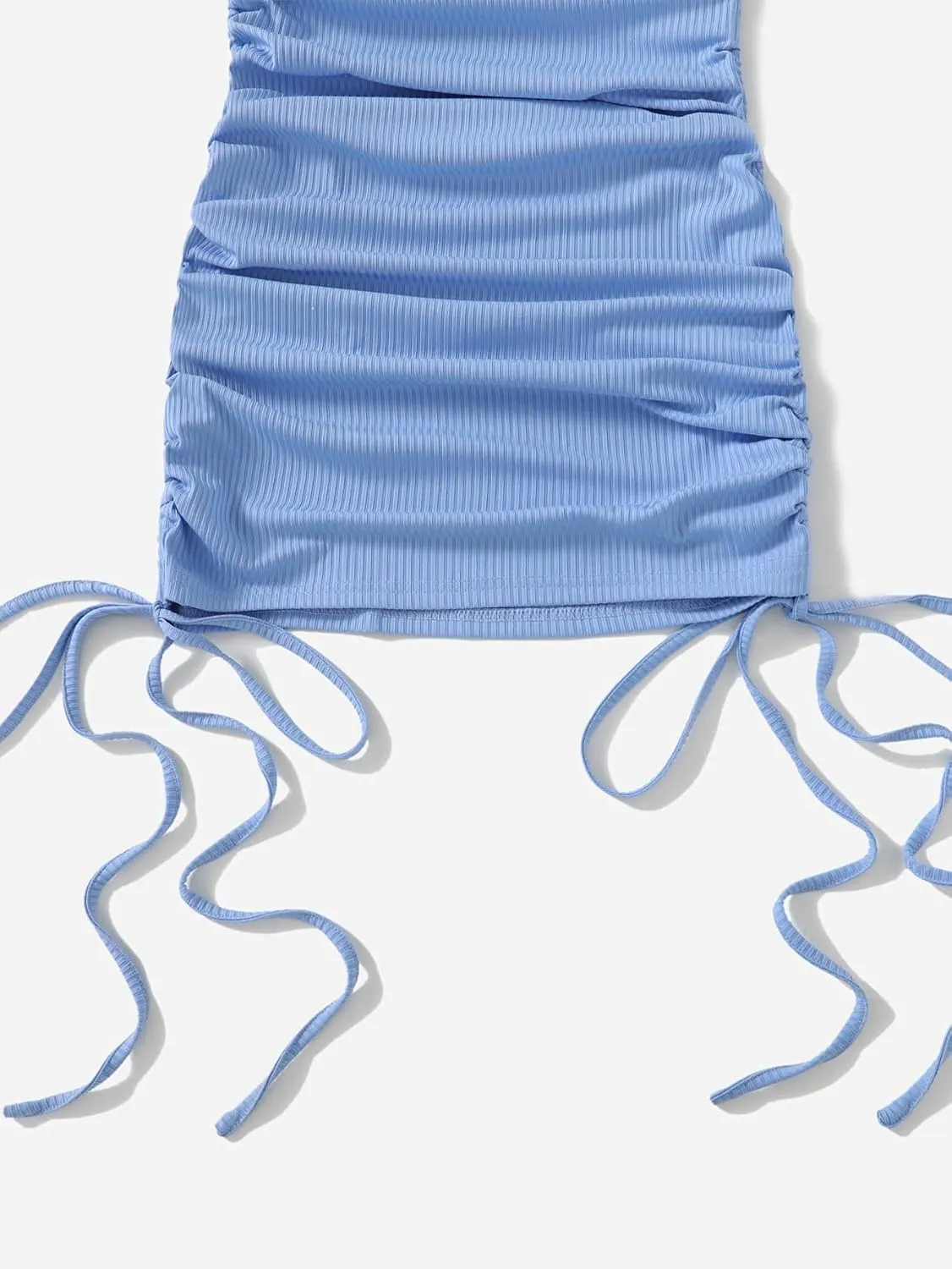 Milumia Women's Casual Rib Knit Short Sleeve Drawstring Ruched Bodycon Mini T Shirt Dress