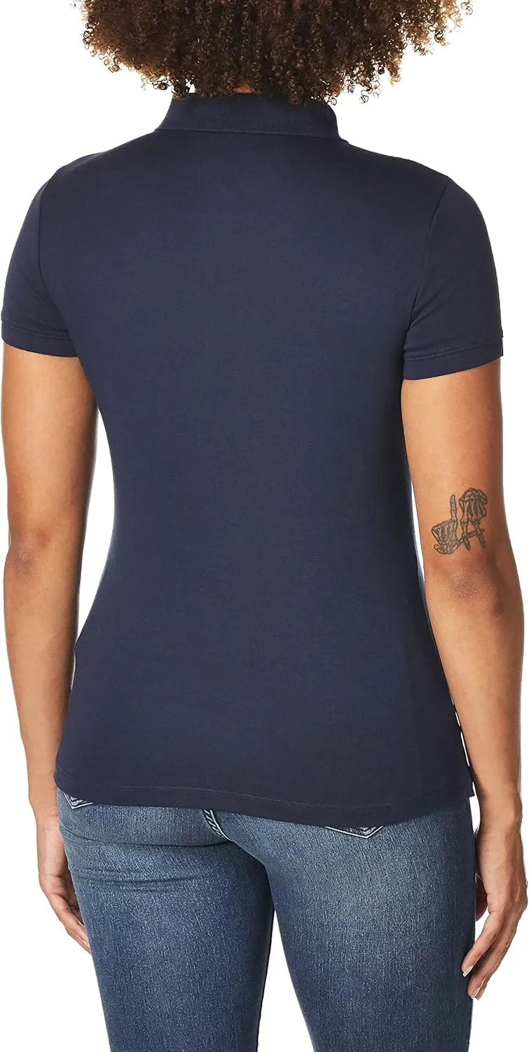 Nautica Women's 3-Button Short Sleeve Breathable 100% Cotton Polo Shirt