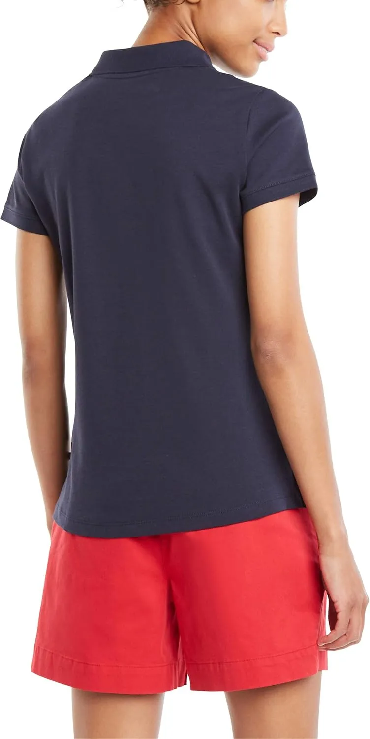 Nautica Women's 3-Button Short Sleeve Breathable 100% Cotton Polo Shirt