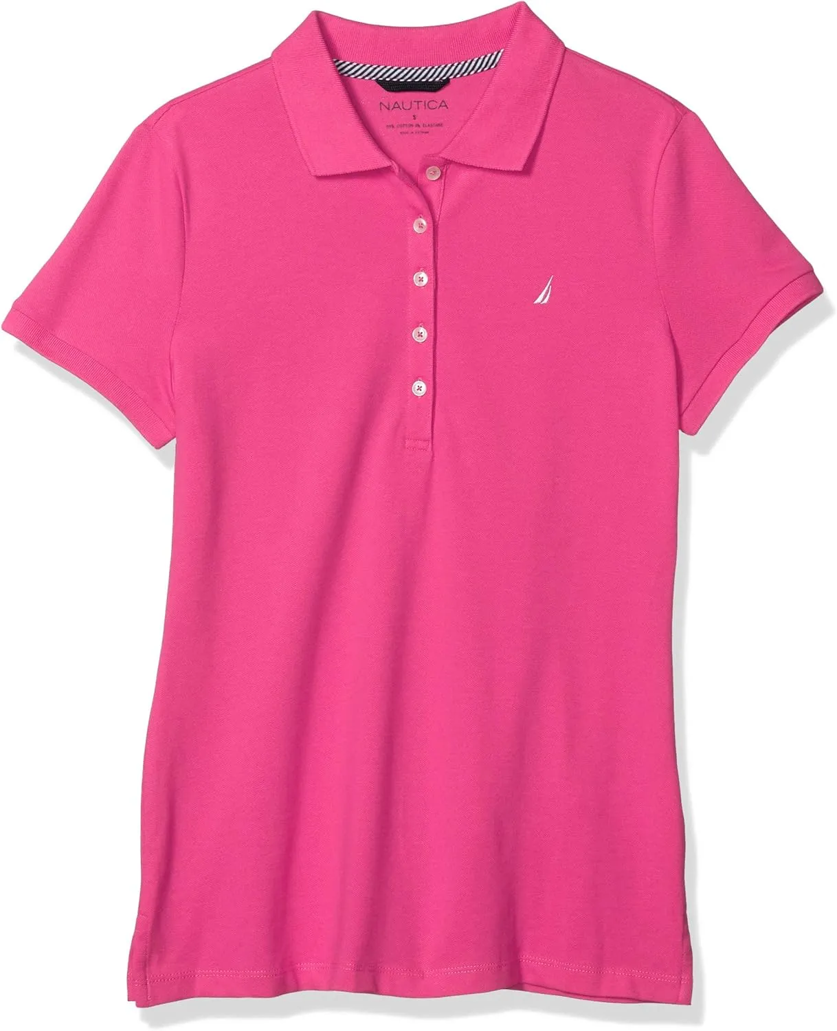 Nautica Women's 5-Button Short Sleeve Cotton Polo Shirt