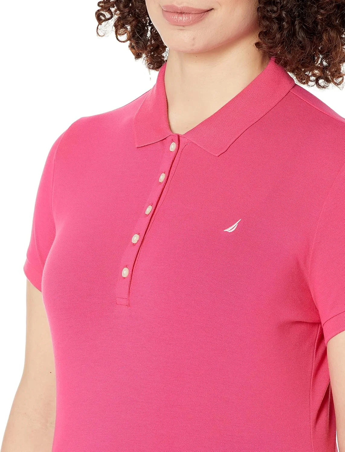 Nautica Women's 5-Button Short Sleeve Cotton Polo Shirt