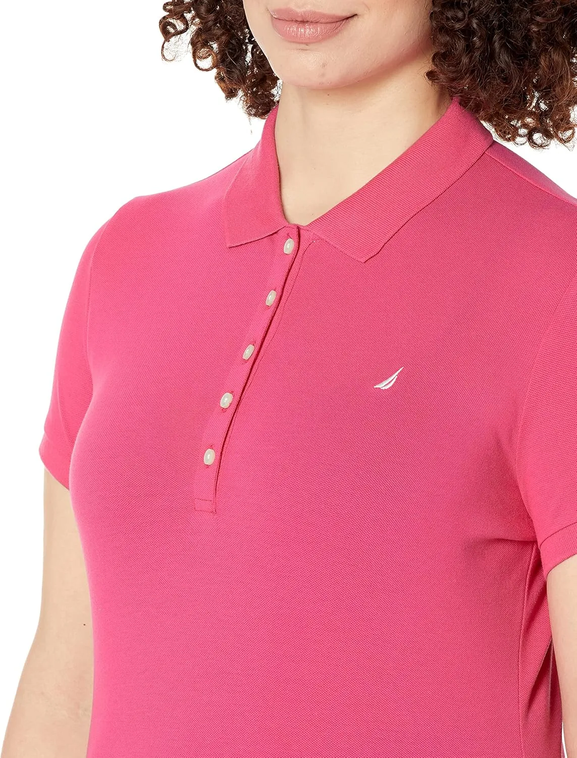 Nautica Women's 5-Button Short Sleeve Cotton Polo Shirt
