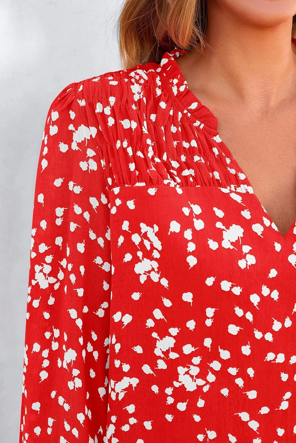 PRETTYGARDEN Womens Floral Spring Tops 2025 V Neck Long Sleeve Blouses Dressy Casual Boho Chiffon Business Work Shirts