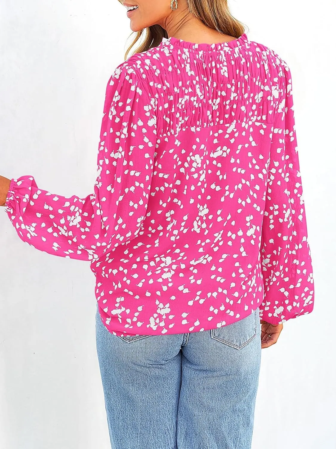 PRETTYGARDEN Womens Floral Spring Tops 2025 V Neck Long Sleeve Blouses Dressy Casual Boho Chiffon Business Work Shirts