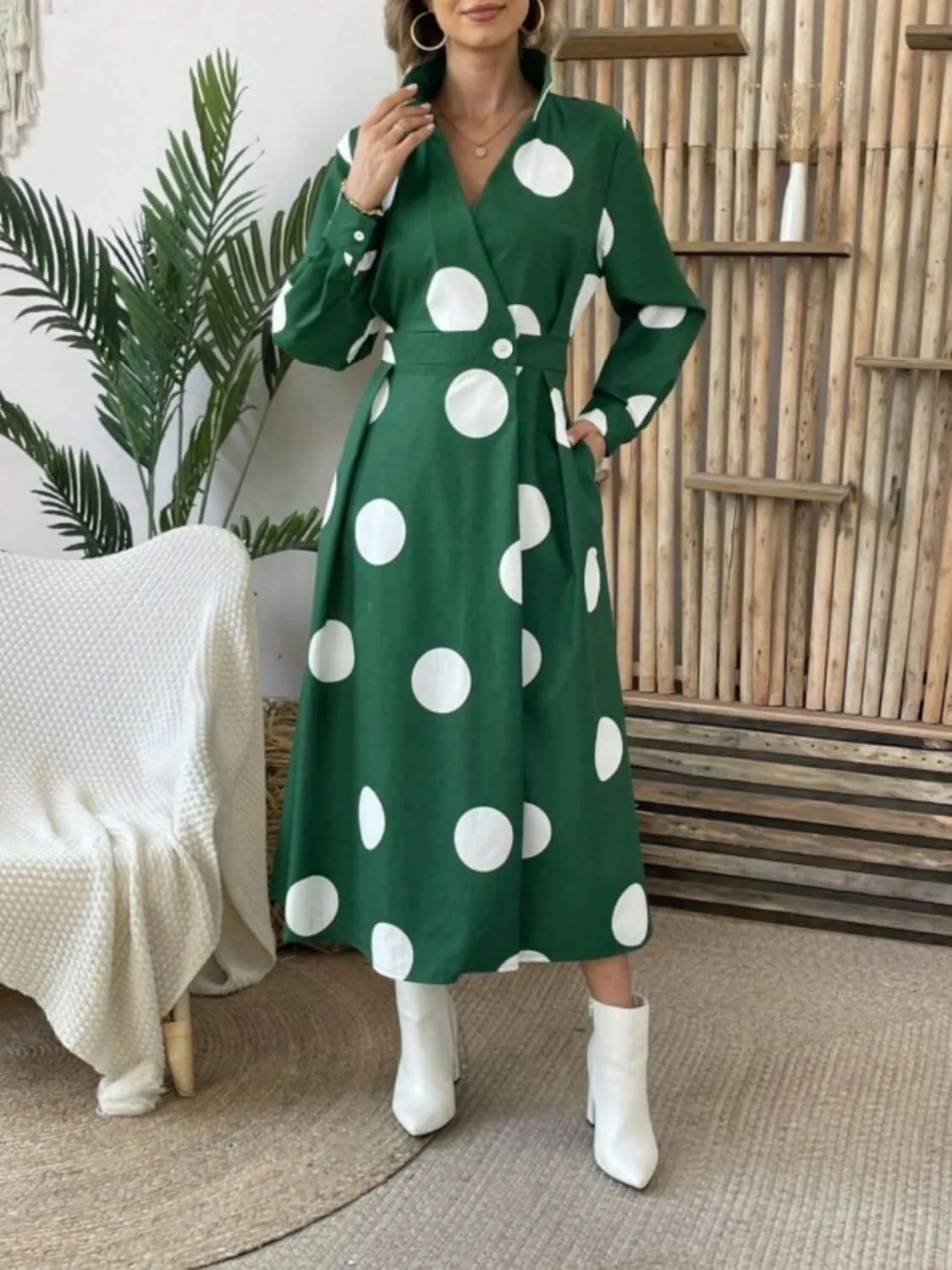 Shirt Dresses for Women Long Sleeve Button Lapel Cotton Linen Dress Loose Casual Waisted Maxi Dress with Pockets