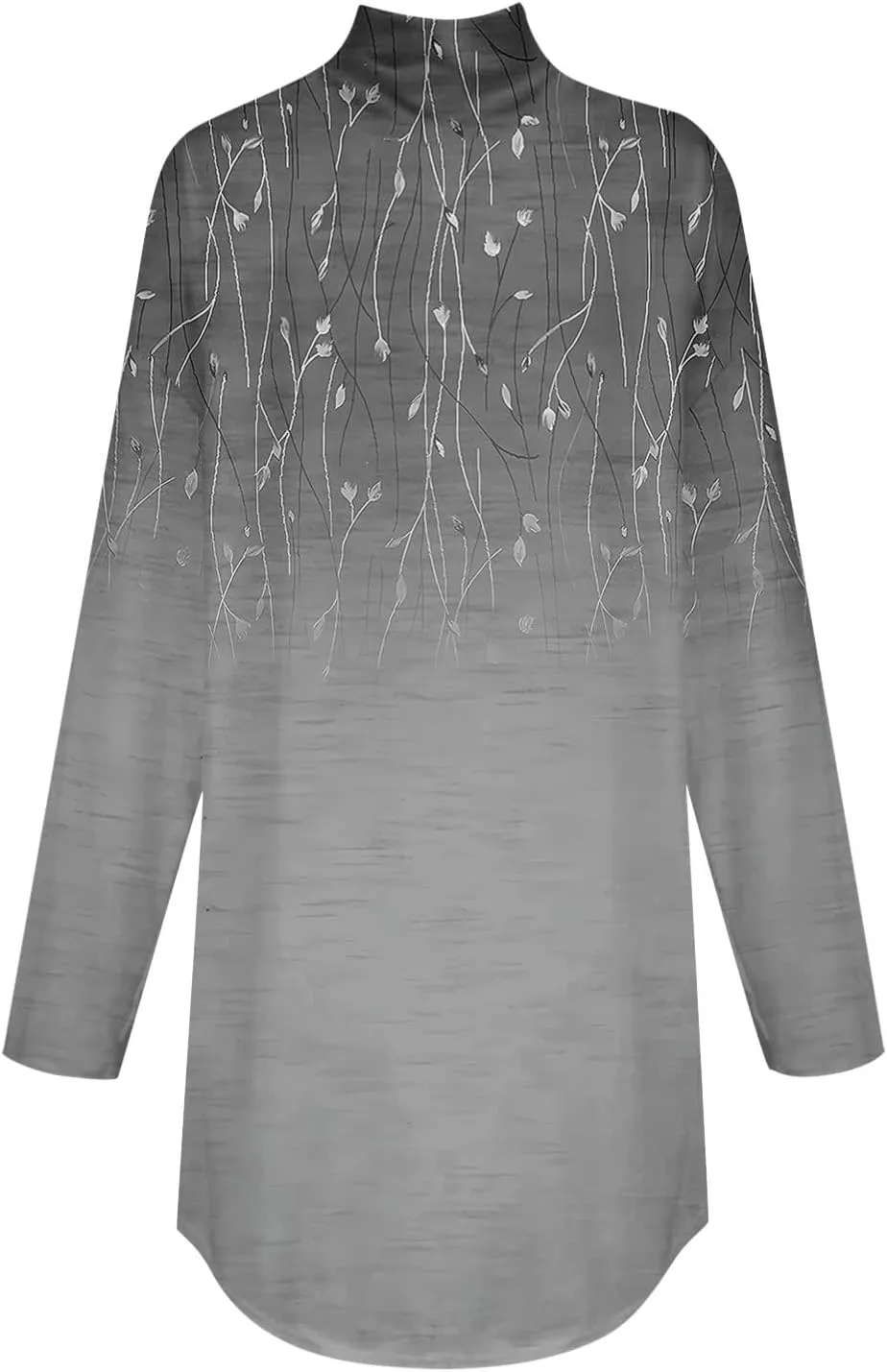 Tunic Tops for Women Loose Fit Fall Long Sleeve Shirts Mock Neck Work Tops Turtle Neck Side Split Floral Print Blouses