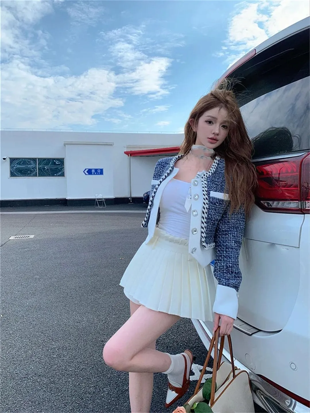 Women Patchwork Jacket Tops French Style Elegant Party Vintage Clothes Short Outwear Coat