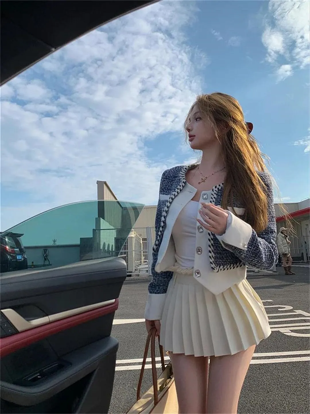 Women Patchwork Jacket Tops French Style Elegant Party Vintage Clothes Short Outwear Coat