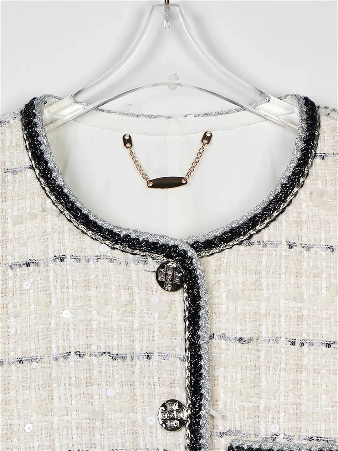 Women Plaid Elegant Tweed Jacket French Style Age-Reducing Top