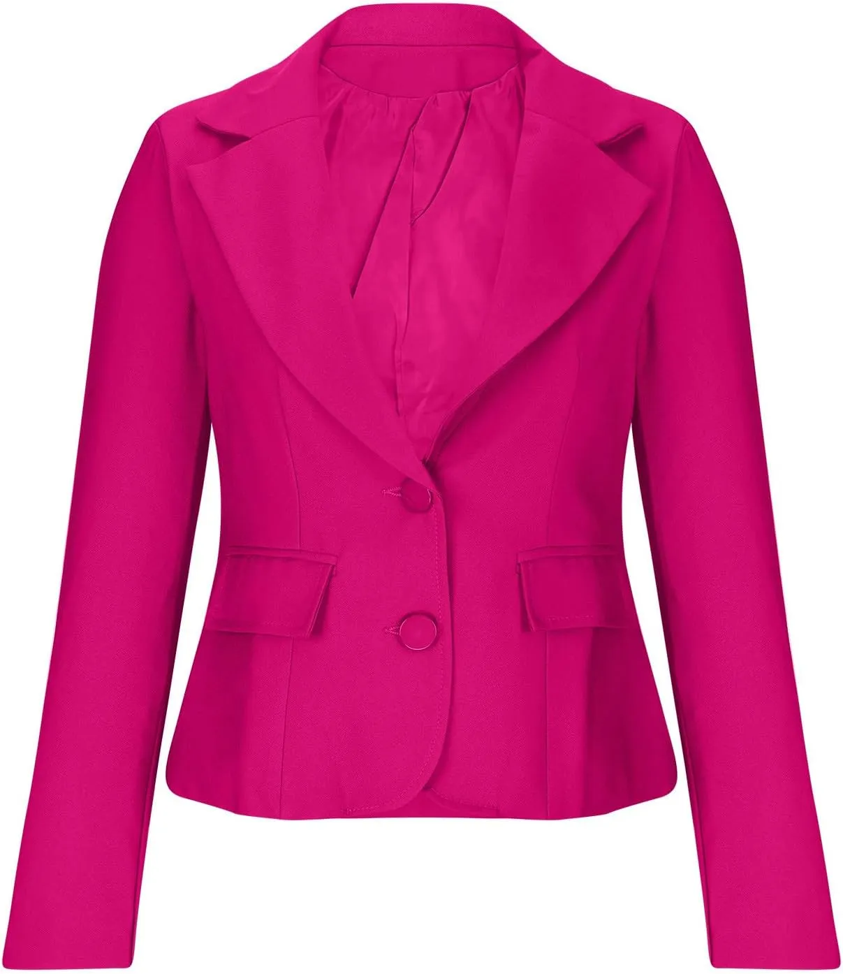 Women's Casual Work Office Blazer Double Notch Lapel Sharp Shoulder Pad Single Tunic Button Peplum Comfy Suit Jacket