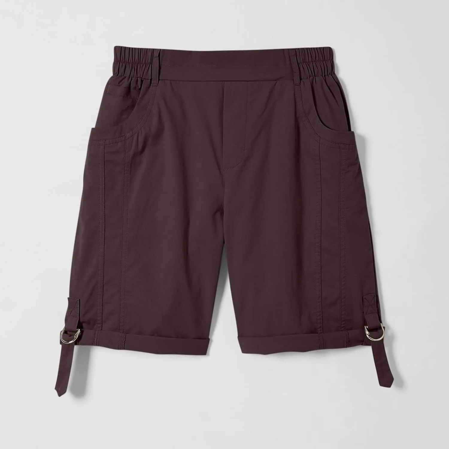Women's Hiking Cargo Shorts with Pockets Quick Dry Lightweight Elastic High Waist Shorts Cuffed Hem Casual Summer Pant