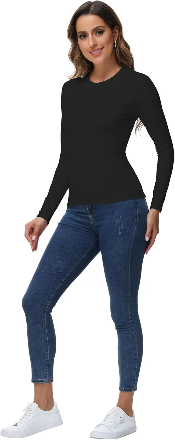 Womens Thermal Tops Long Sleeve Crew Neck Shirts Women's Ultra Warm Underwear for Cold Weather