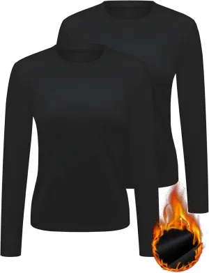 Womens Thermal Tops Long Sleeve Crew Neck Shirts Women's Ultra Warm Underwear for Cold Weather