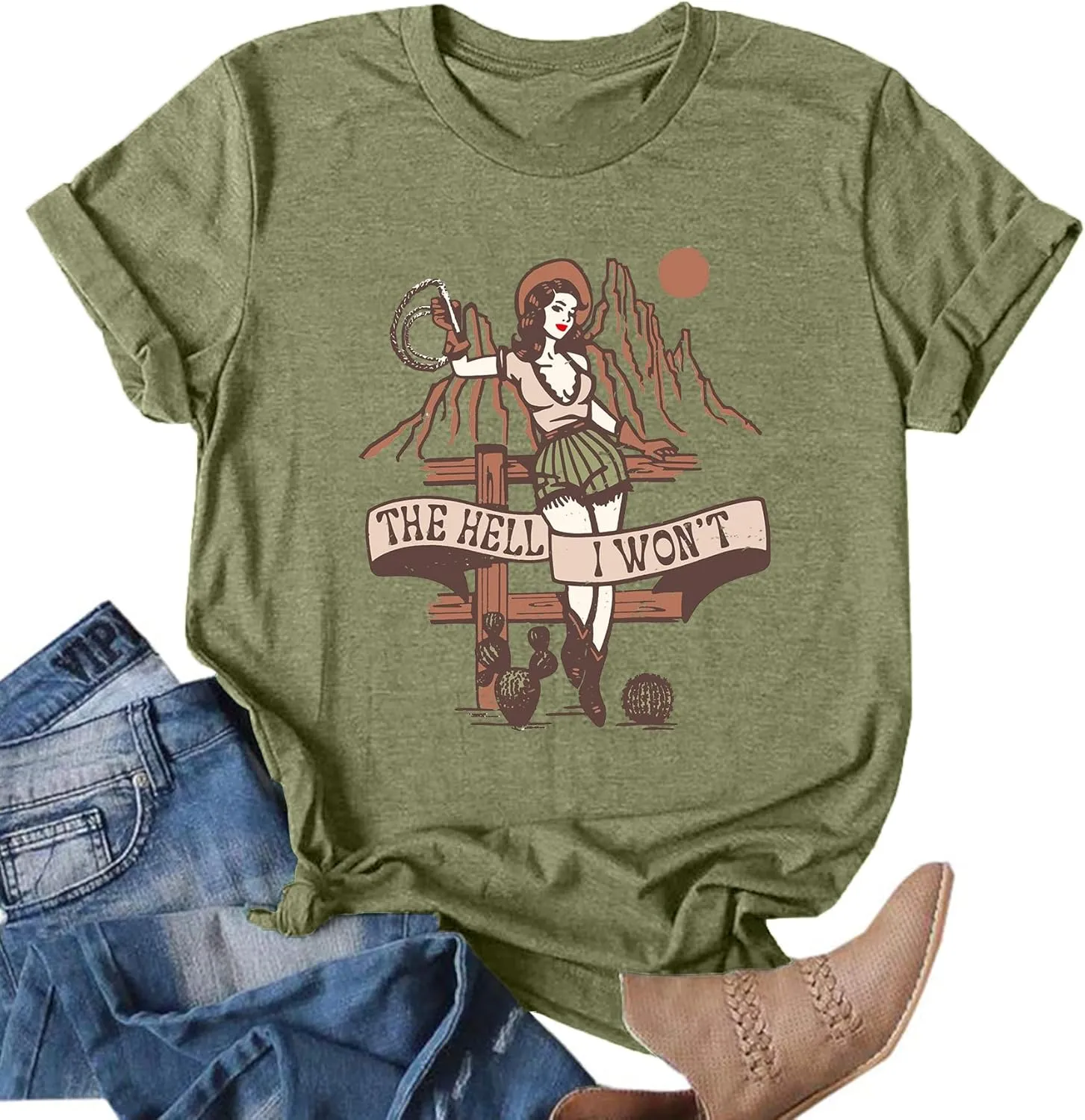 Womens Vintage Graphic T-Shirt Funny Saying Tees Casual Short Sleeve Top