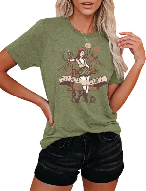 Womens Vintage Graphic T-Shirt Funny Saying Tees Casual Short Sleeve Top