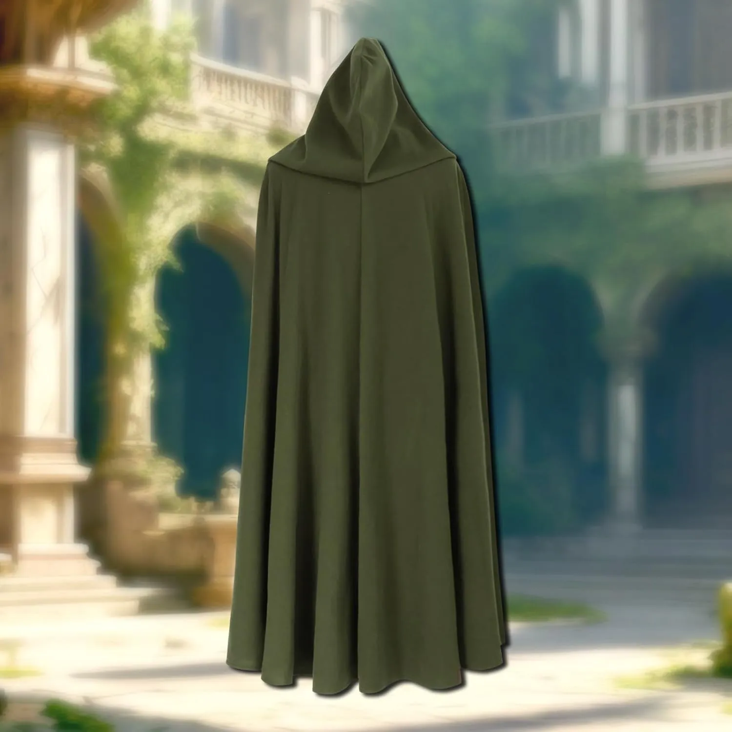 YOYEMAN Medieval Hooded Cloak Unisex Witch Cape Woolen Cloth Vintage Cosplay Cape for Halloween